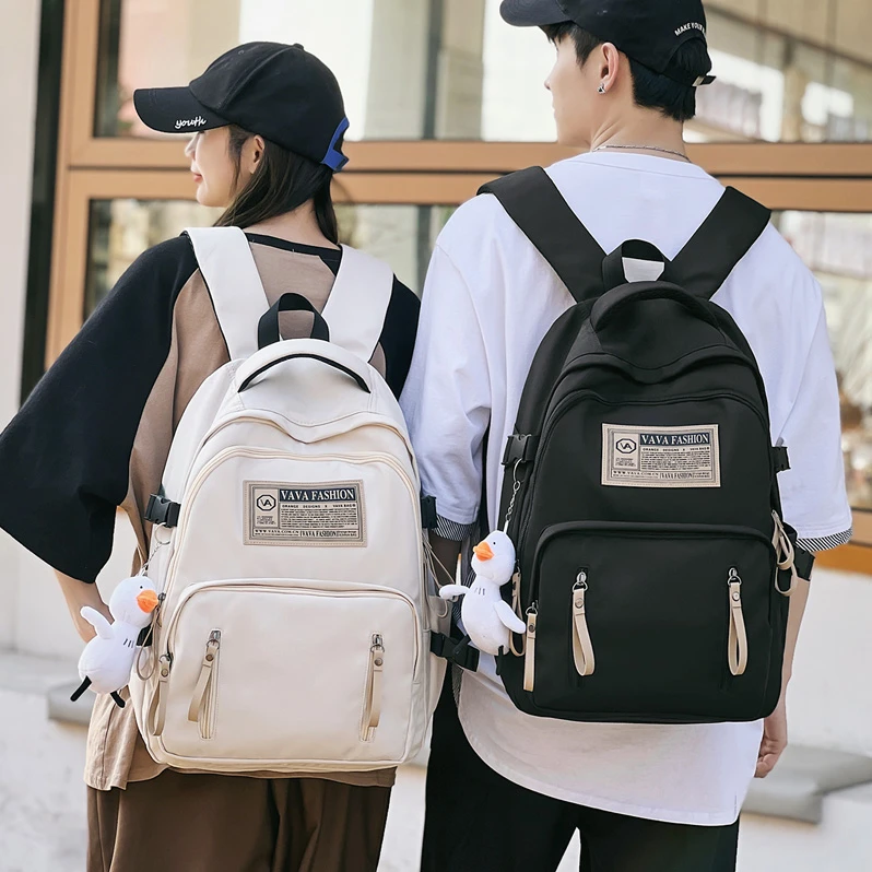 书包女生大学生2023新款大容量复古休闲百搭中性男高中工装双肩包