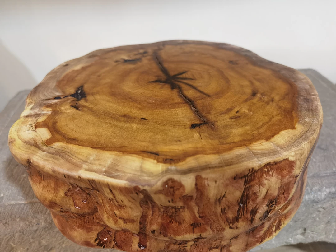 手工打造龙纹枣木壶承  直径24*25高8公分根雕摆件