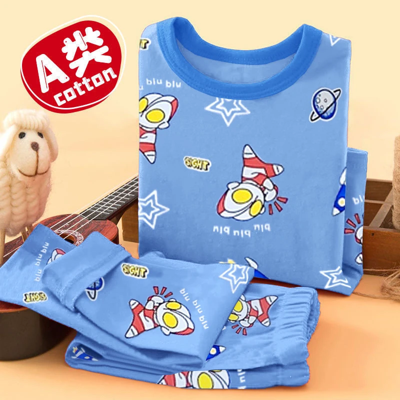 儿童睡衣秋冬新款纯棉打底凹凸曼秋衣秋裤薄绒儿童家居服保暖内衣