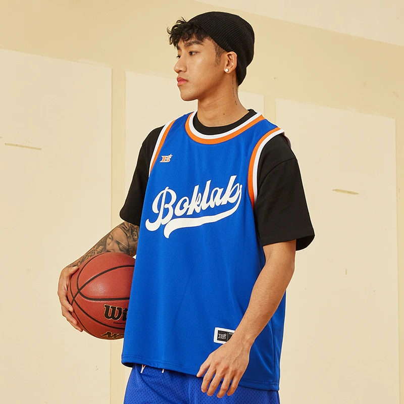 bok夏季新款22号美式篮球背心男克莱因蓝球衣速干训练服上衣潮牌