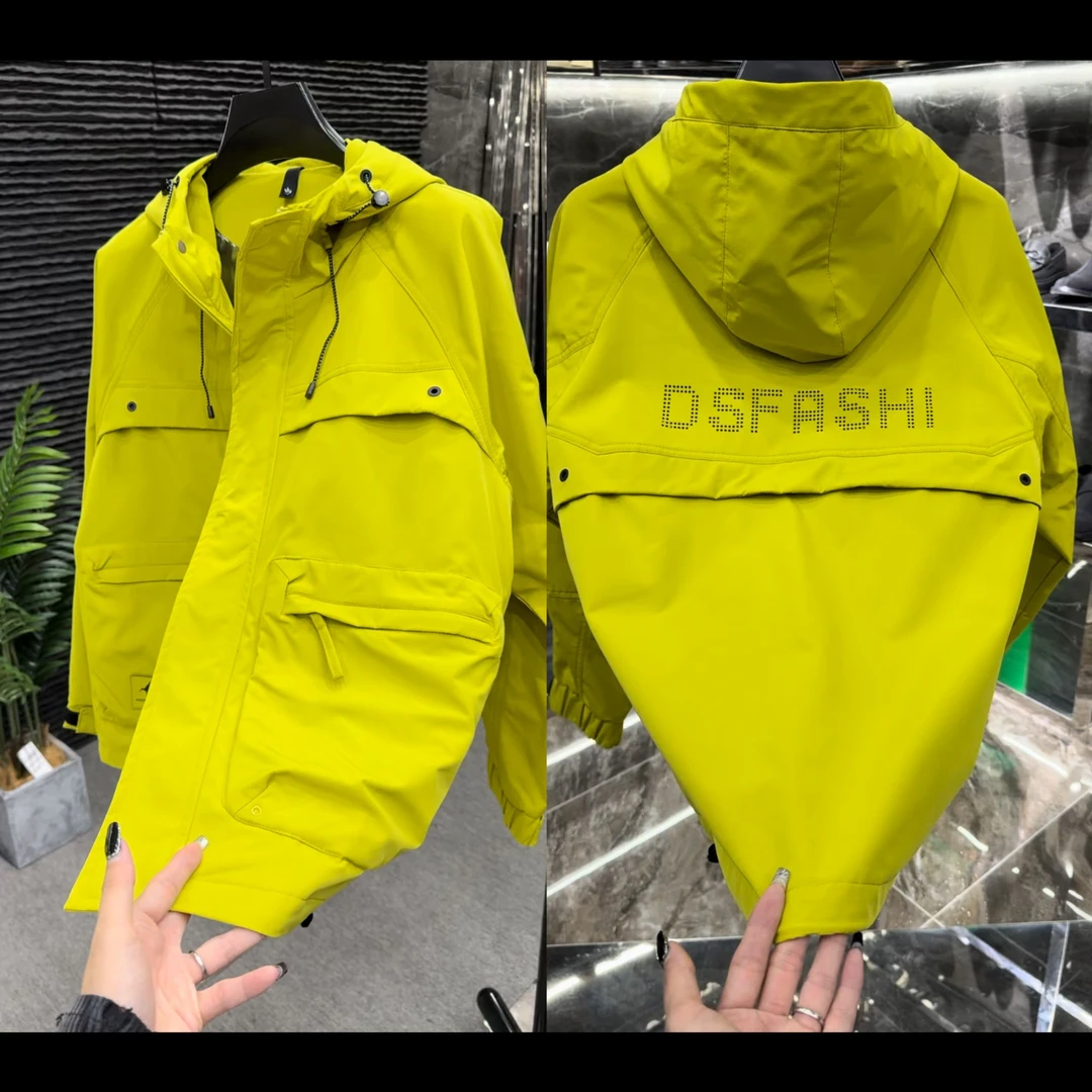 033款秋季男士外套夹克加厚时尚户外休闲连帽潮流保暖冲锋衣