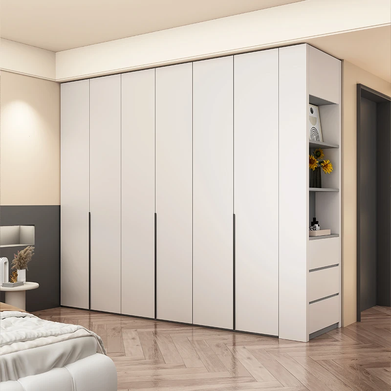 现代轻奢衣柜家用卧室现代简约一门到顶实木多层板开门大衣橱