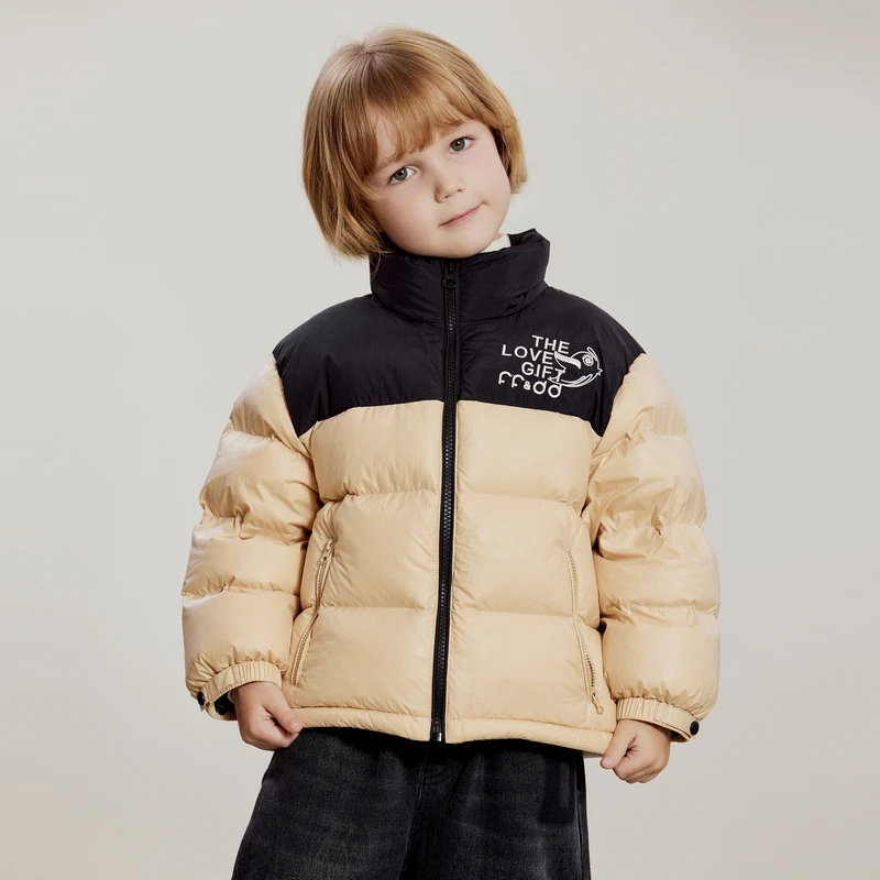 ff&dd童装2024冬羽绒服男童立领撞色90鹅绒面包服休闲百搭厚外衣