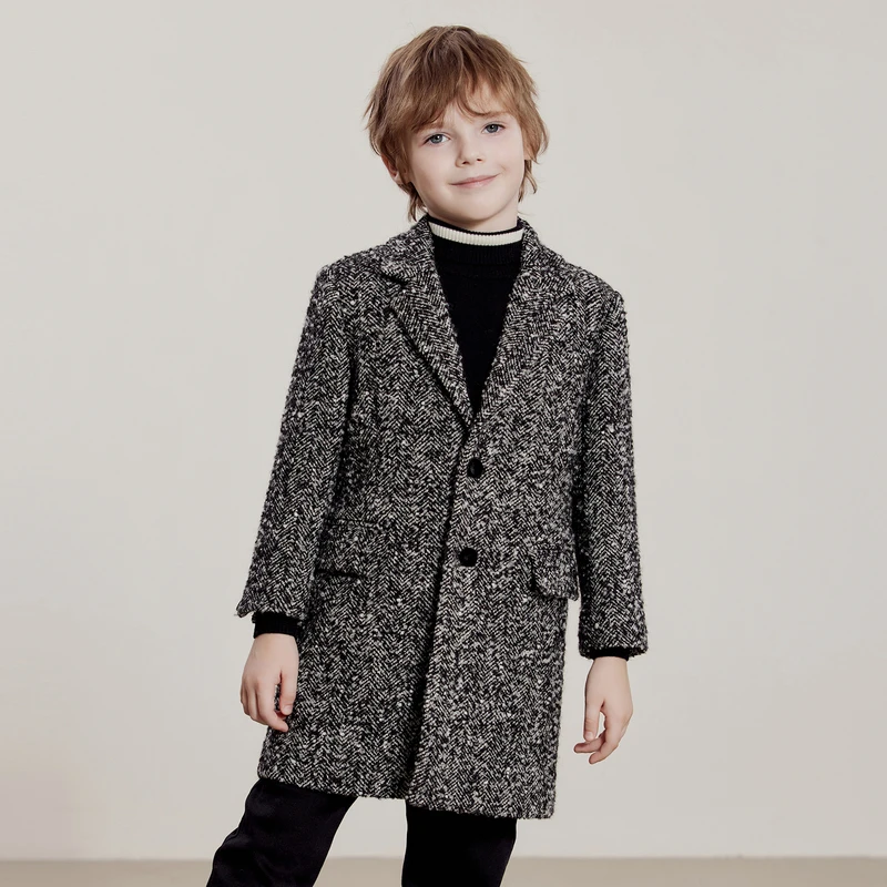 ff&dd童装2024冬大衣男童绵羊毛高级感法式复古中大童保暖外衣