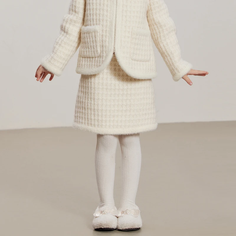 ff&dd童装2024冬女童法式半身裙小香风收腰甜美洋气针织裙子短裙