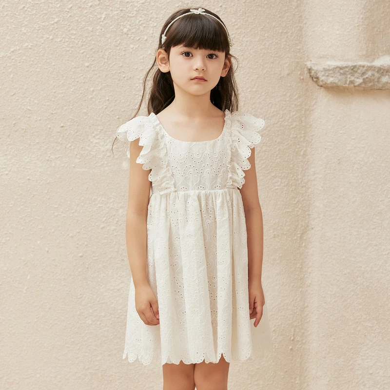 ff&dd童装2024夏季女童连衣裙荷叶边无袖高级感甜美公主裙背心裙