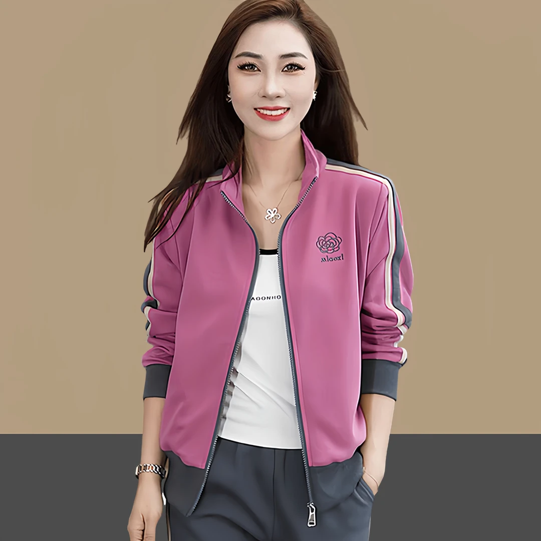 2025年春秋季时尚套装高档宽松显瘦百搭长袖外套长裤两件套女装