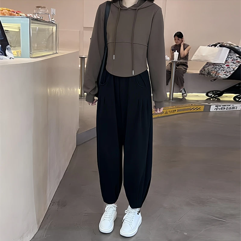 欧洲站纯色萝卜裤女款2025秋冬显瘦百搭高级感宽松显瘦窄版阔腿裤