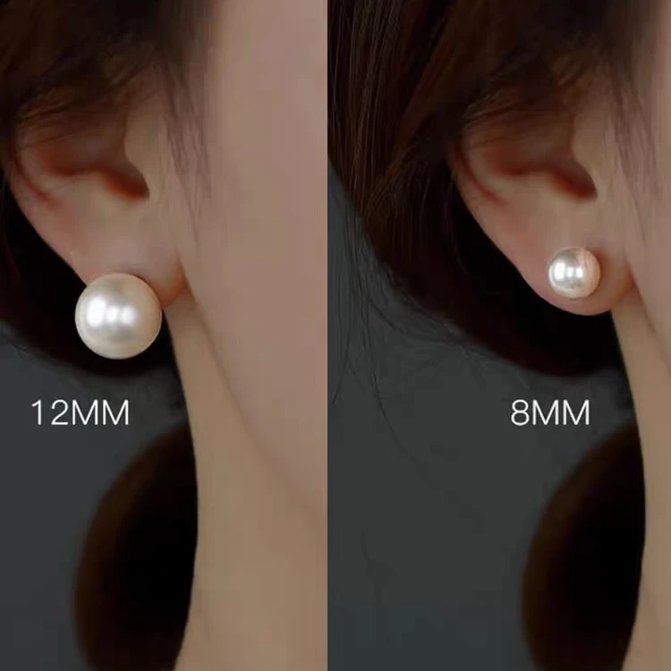 铜合金仿珍珠耳饰 气质时尚正圆耳钉简约复古轻奢法式小巧耳饰