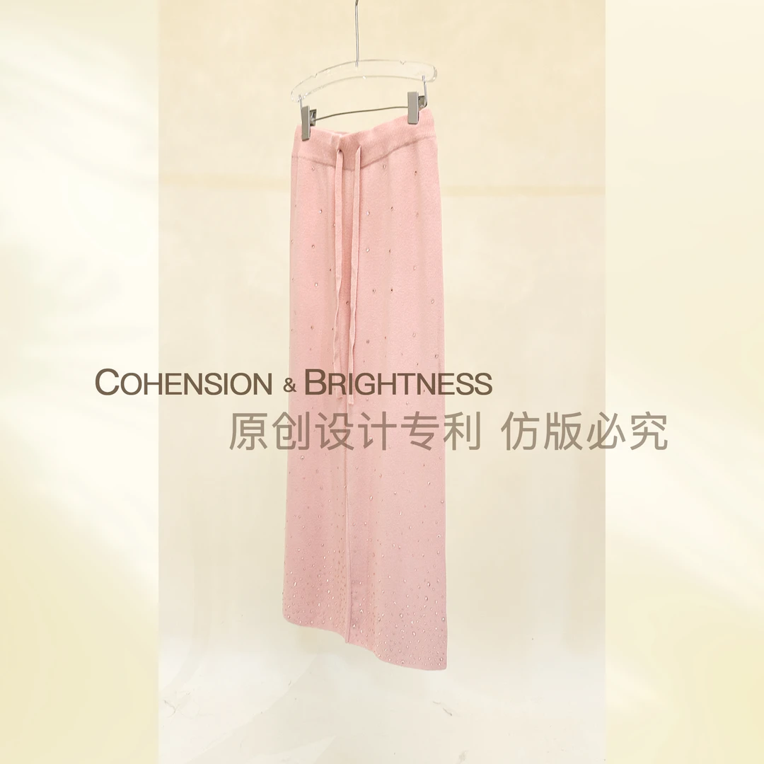 凝慧真的好【搭配王牌】休闲裤冬季优雅烫钻慵懒风百搭阔腿裤KO891