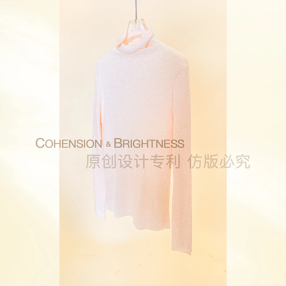 凝慧真的好【日暮星河】设计感重工烫钻高领百搭气质打底毛衣JO525