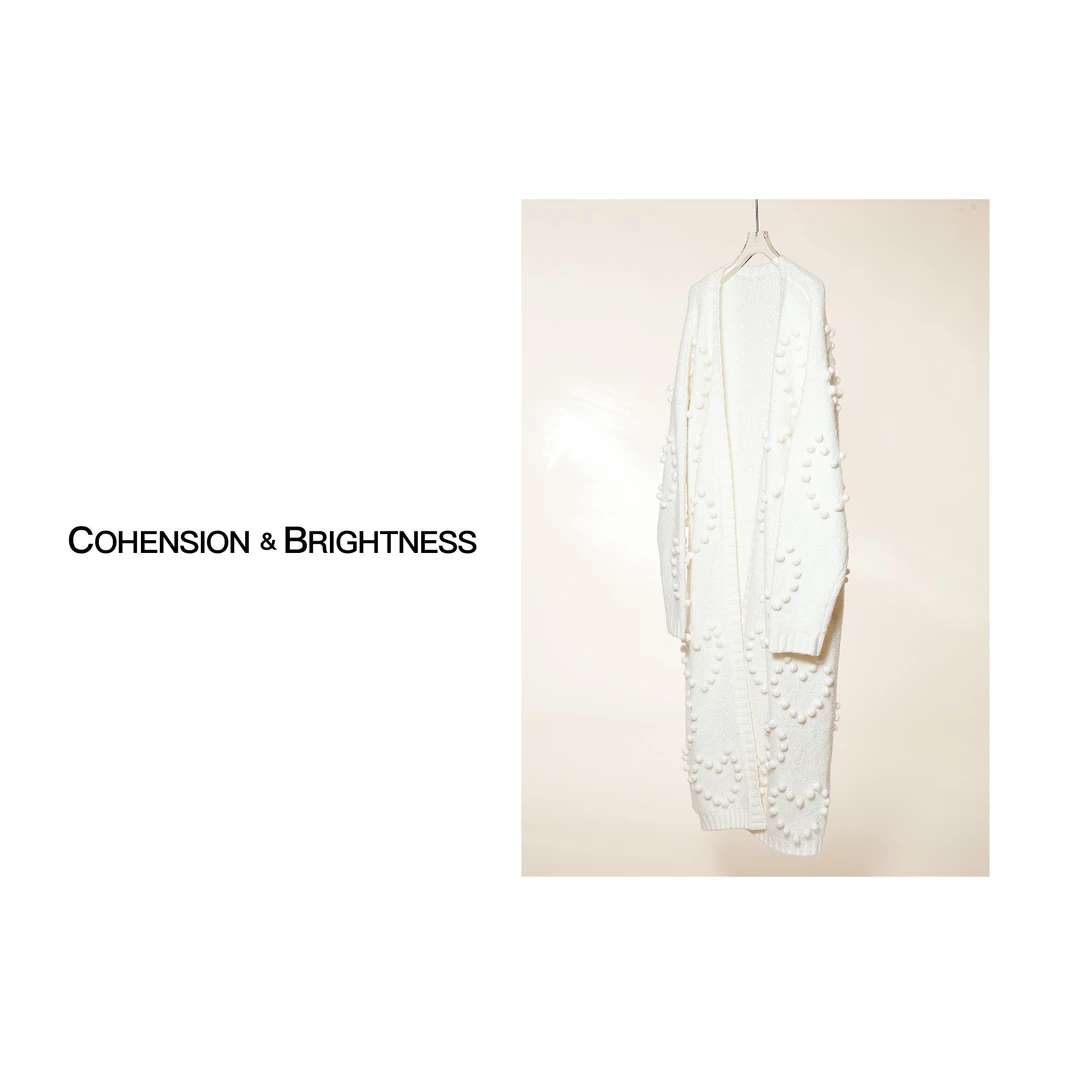 凝慧【爱心毛球】早秋休闲慵懒白色中长款针织开衫毛衣 JO961