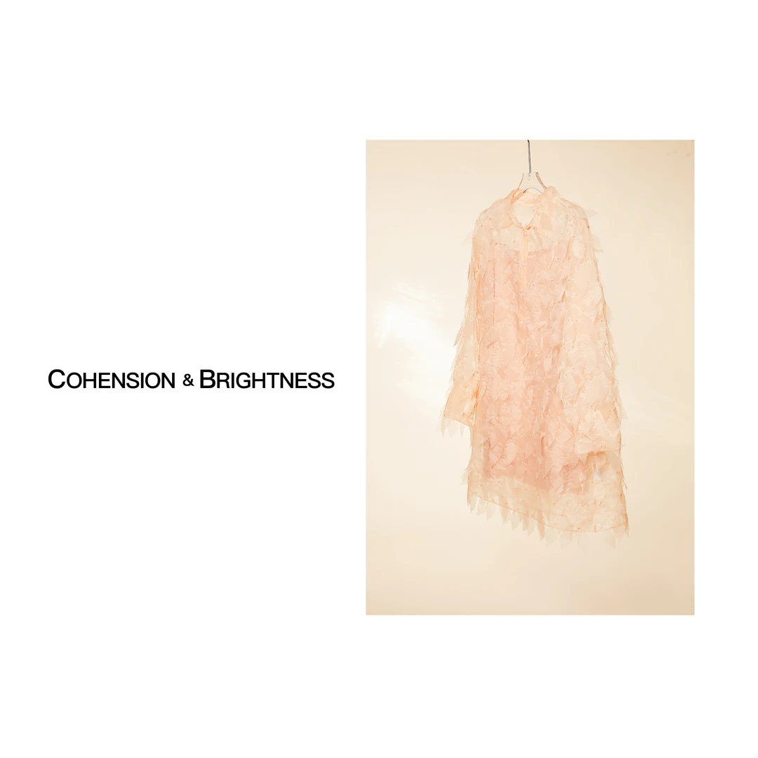 凝慧 【花园奇遇】早秋新款高级感橘色树叶衬衫连衣裙LO001