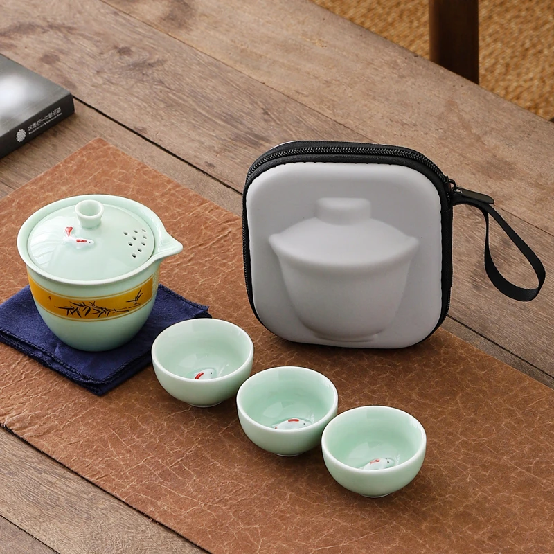 功夫旅行茶具套装便携式户外旅游泡茶露营装备小套快客杯茶壶出差