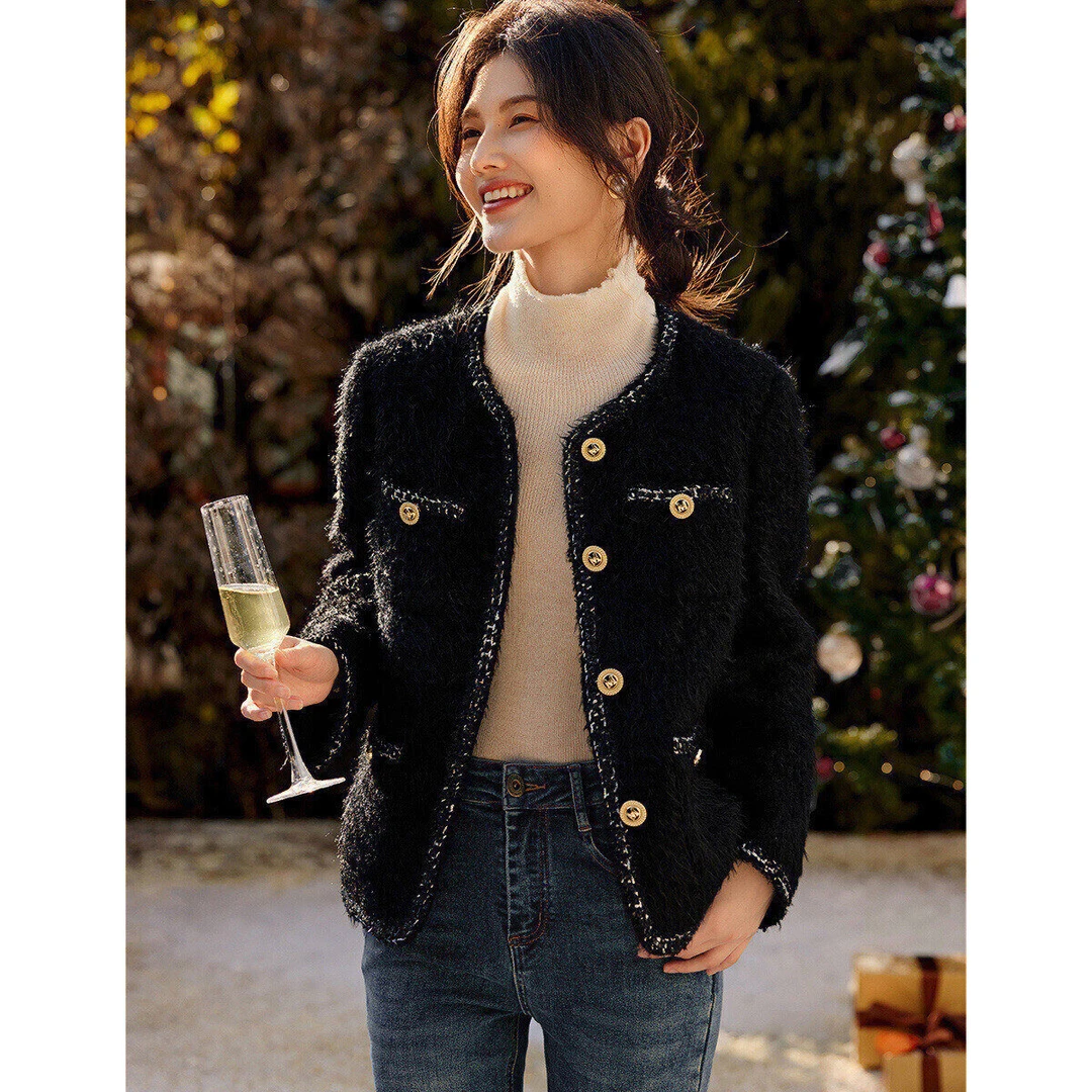 XWI/欣未小香风优雅气质短款羽绒服2024年冬季新款精致百搭羽绒服