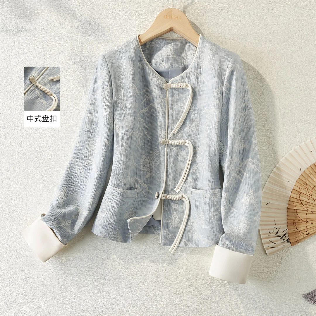 IHIMI【长相思】2025秋冬简约时尚国风新中式气质优雅外套上衣4A005
