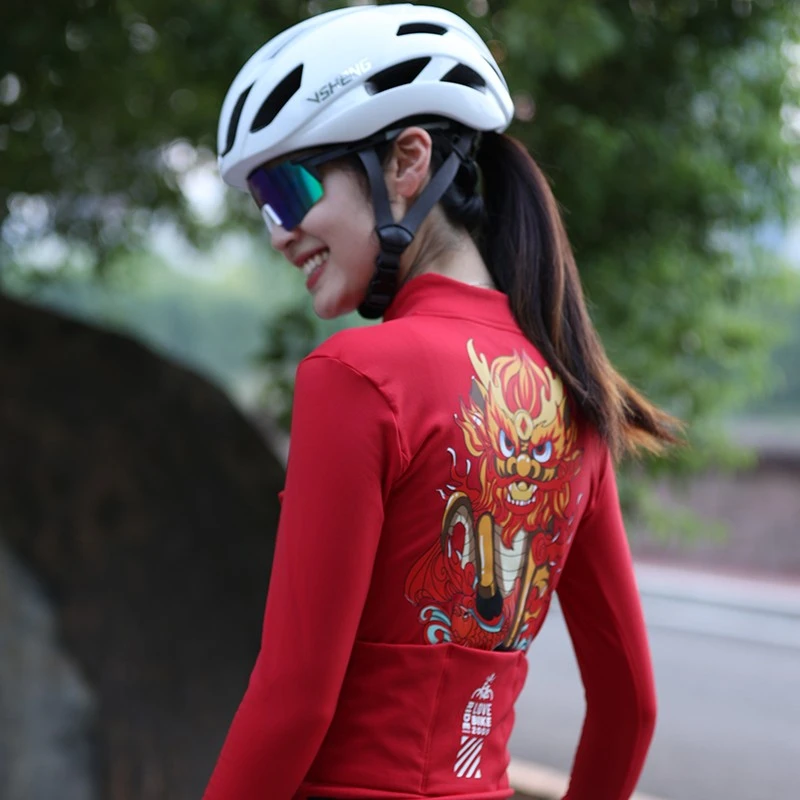 为胜「秋冬经典款-麒麟薄绒」男女骑行服自行车使用8-20℃保暖长袖