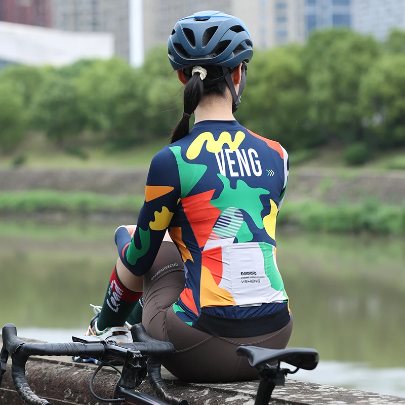 为胜「春夏经典款-迷幻」骑行服长袖训练级牛奶丝吸湿排汗男女速干