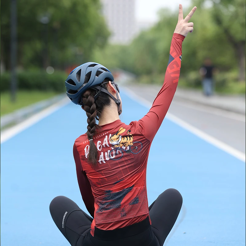 「春夏经典款-萌虎突围者」长袖骑行服竞赛级口袋反光男女款牛奶丝