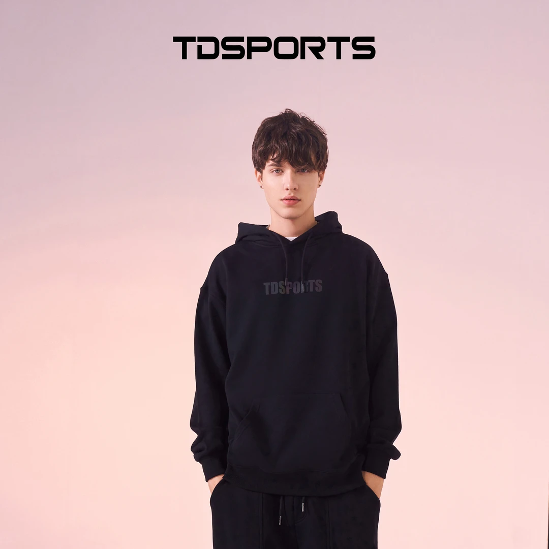 TDSPORTS中性套头印花百搭潮流运动时尚休闲情侣宽松户外连帽卫衣