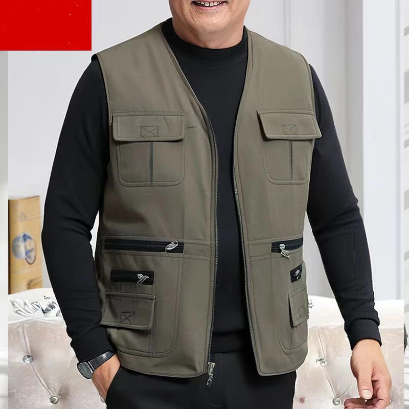 冬季羊毛六兜马甲中老年男皮毛一体冬季加厚保暖背心棉坎肩爸爸装