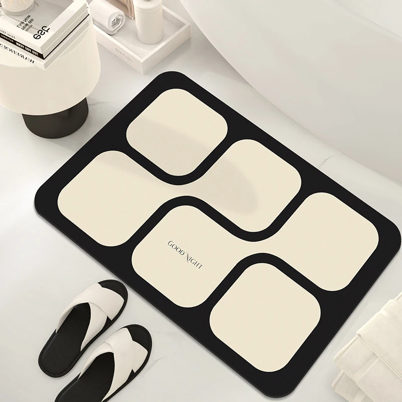 现代硅藻泥浴室地垫简约方格速干卫生间吸水垫门垫脚垫地毯吸水