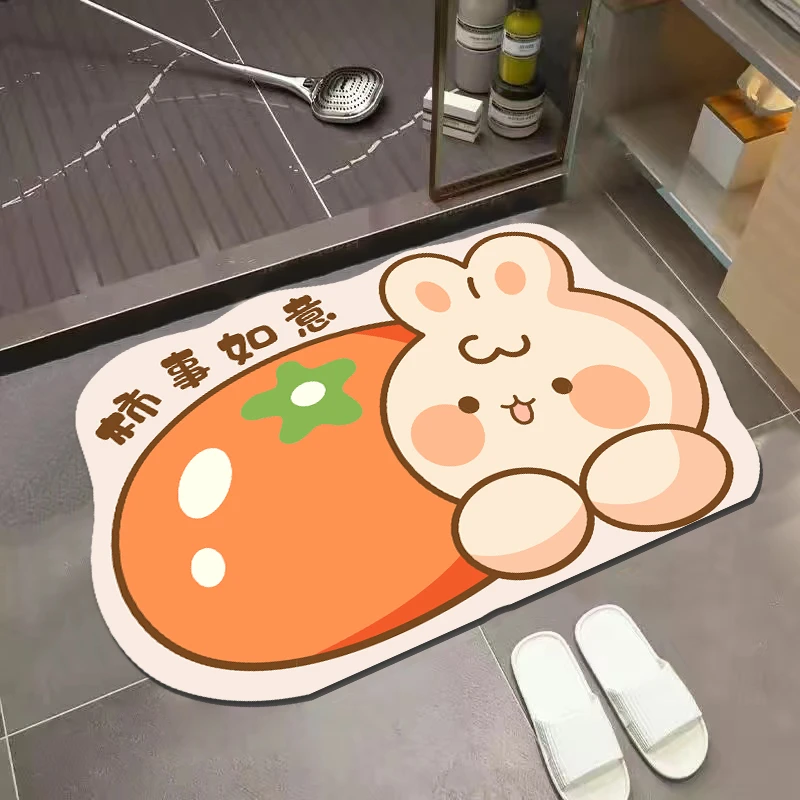 浴室吸水防滑地垫潮流轻奢卧室速干家用耐磨入户门垫耐脏麂皮绒