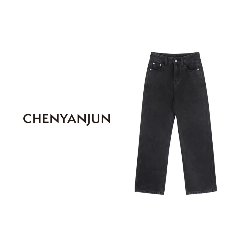 【灰牛仔】CHENYANJUN陈妍君宽松高腰显瘦直筒牛仔裤CYJ-JJ50-1927
