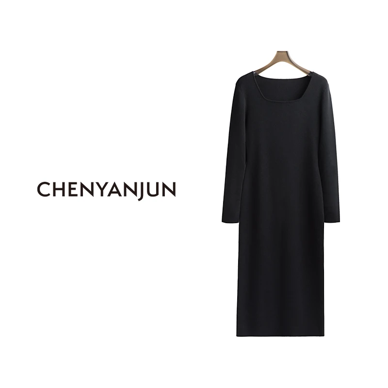 【赫本】CHENYANJUN陈妍君高密四平针显瘦针织连衣裙CYJ-JJ06-35519