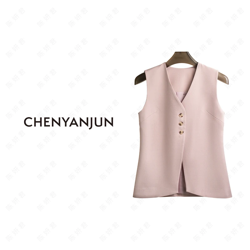 陈妍君【老钱风斜纹率性强调西装马甲】  CYJ-JJ106-6366