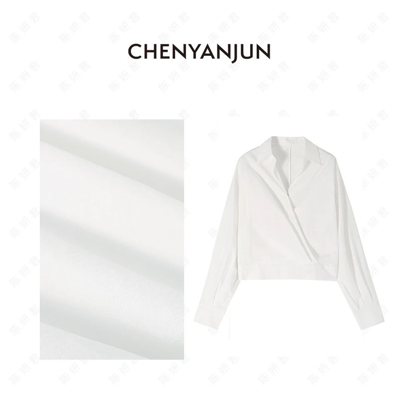 CHENYANJUN陈妍君法式设计感小众衬衣斜门襟衬衫CYJ-YJ111-1032