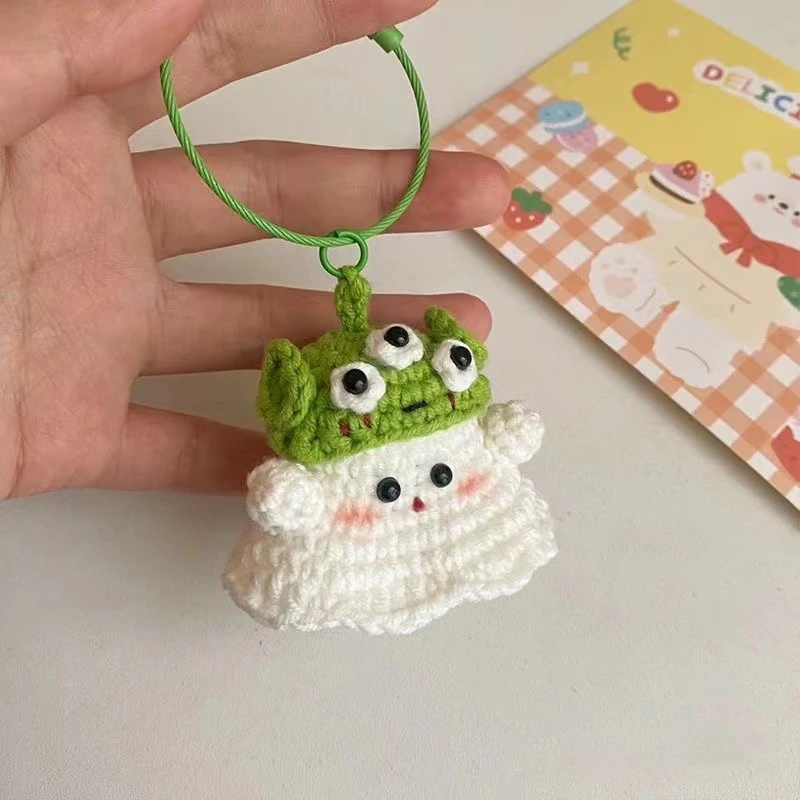 万圣节三眼仔小幽灵钥匙扣手工编织礼物包挂件毛线钩针DIY材料包
