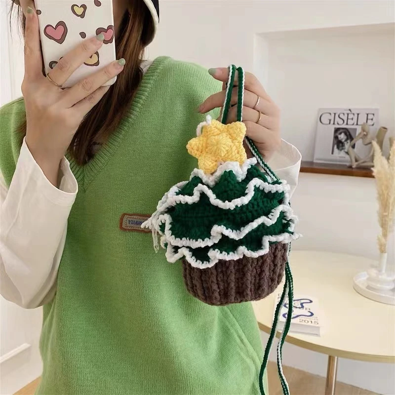 圣诞树手工编织DIY材料包 圣诞老人包包麋鹿包送女友闺蜜自制礼物