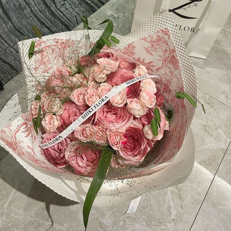 新款包装纸欧式印花复古牛皮纸加厚花艺花纸花束包装材料礼品包装