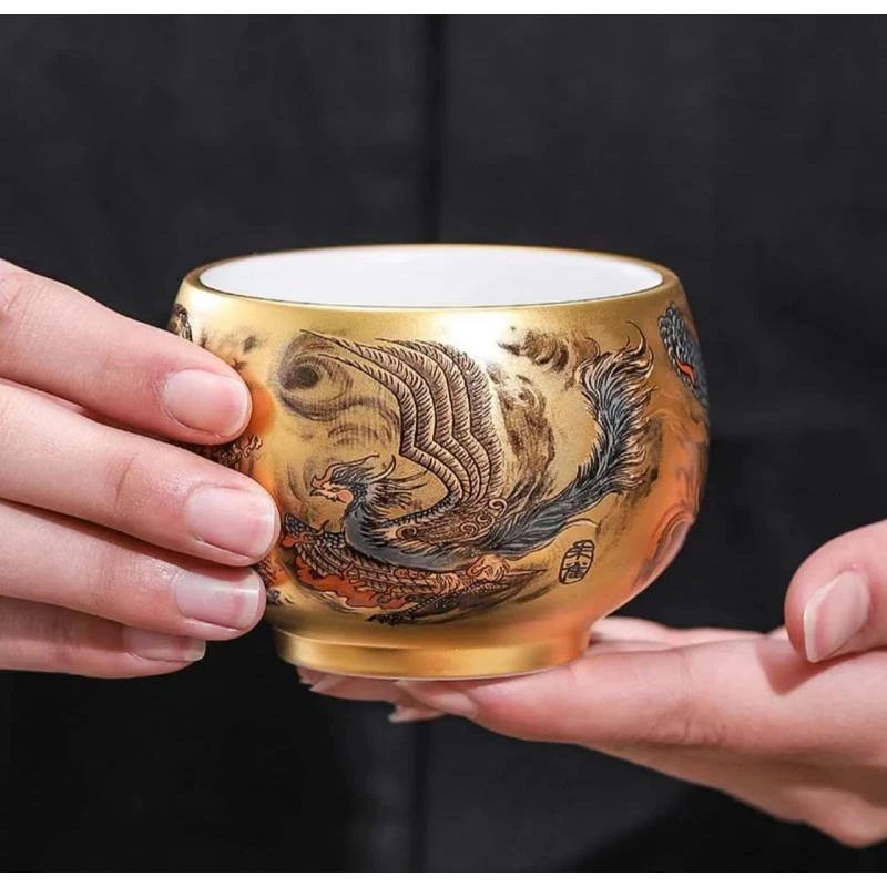 四方壶四大神兽高端陶瓷茶具主人杯A14135