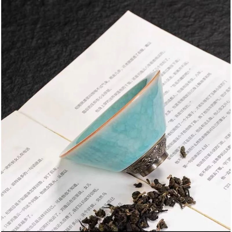 复古天青汝瓷冰裂纹遇水化冰斗笠杯主人杯A12503@@1644