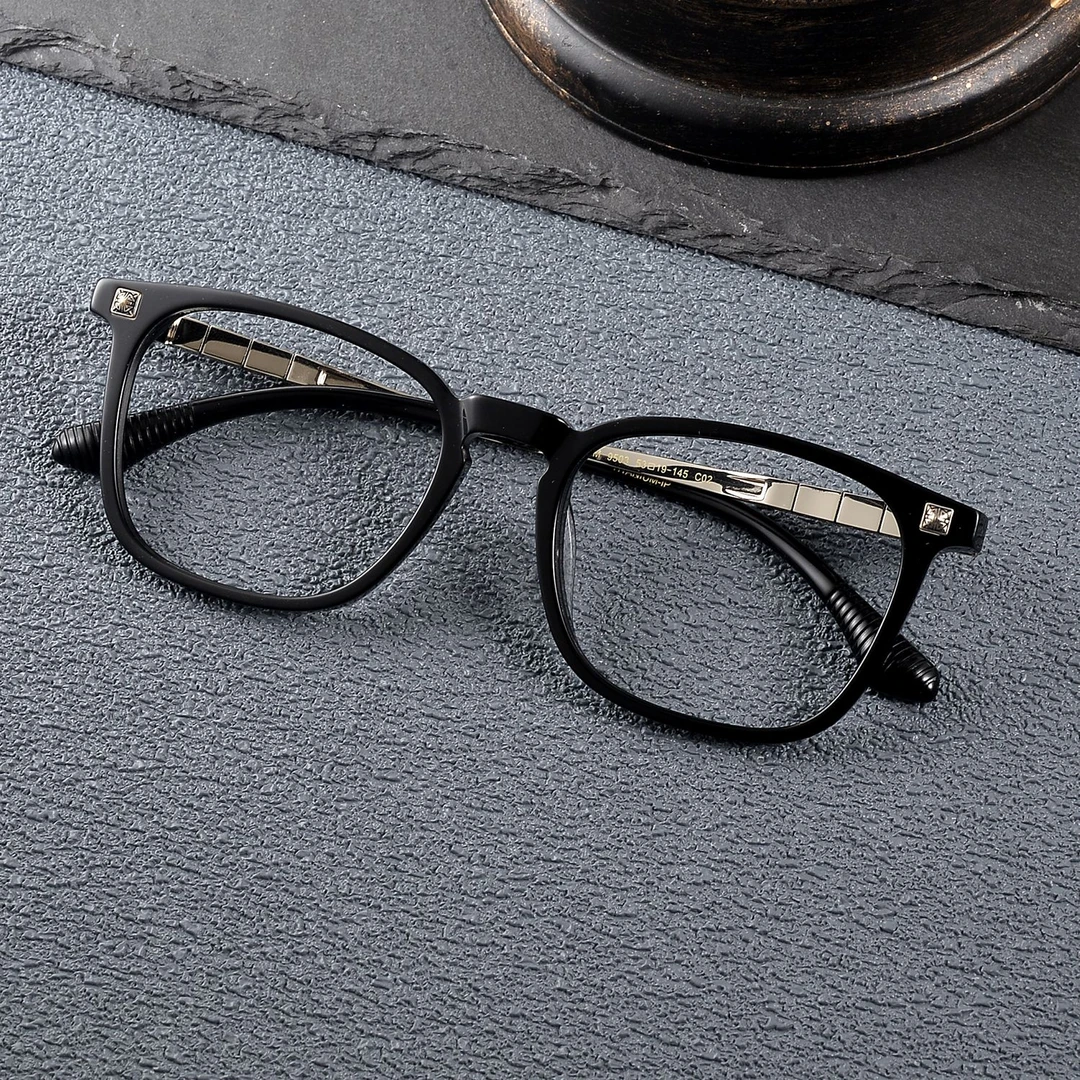 【祥龙系列】黑框眼镜板材纯钛龙纹设计师复古眼镜9503