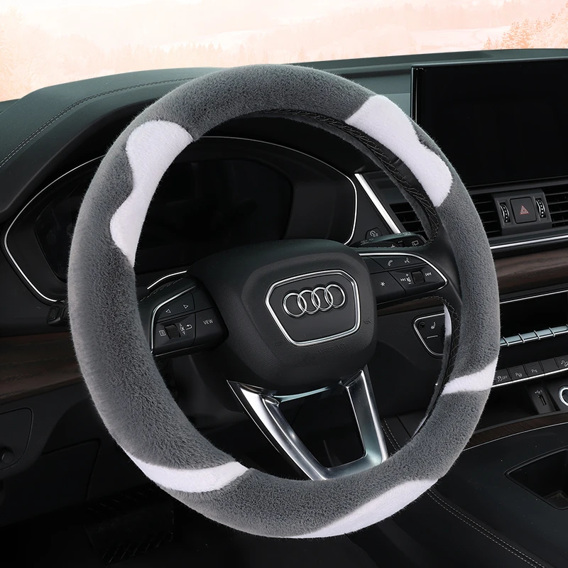 好手感 新款冬季保暖毛绒汽车方向盘套防滑汽车把套千款车型可用