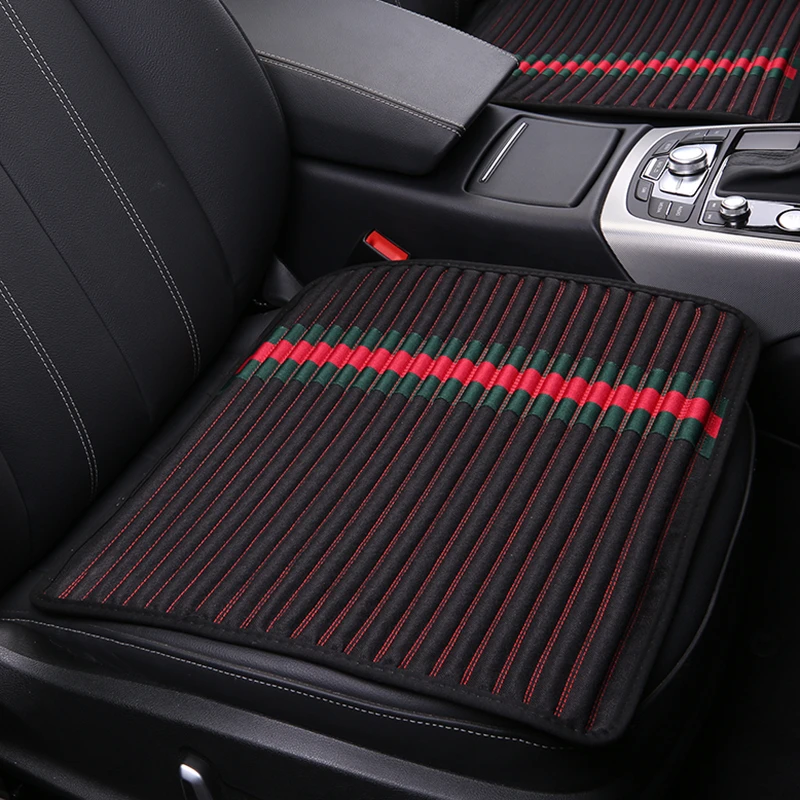 亚麻荞麦壳汽车坐垫三件套单片小垫四季通用无靠背免捆绑坐垫通用