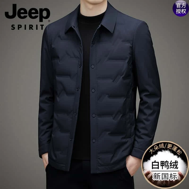 JEEPSPIRIT吉普翻领潮流男士时尚羽绒服冬季保暖商务男装夹克外套