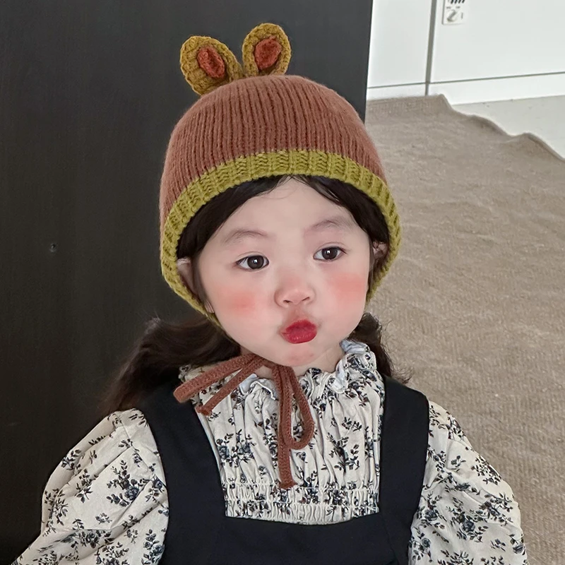 手工编织毛线帽婴儿宝宝帽子秋冬季儿童套头帽男童女童针织保暖帽