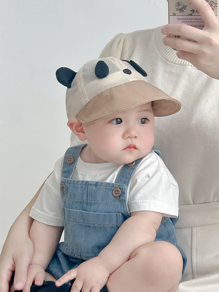 儿童帽子夏季薄款透气网眼大檐防晒遮阳帽男女宝宝可爱鸭舌棒球帽