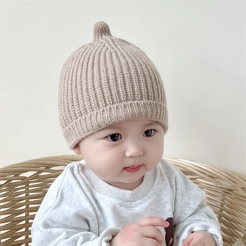 秋天婴儿帽子婴幼儿套头帽可爱尖尖奶嘴帽秋冬宝宝毛线帽针织胎帽
