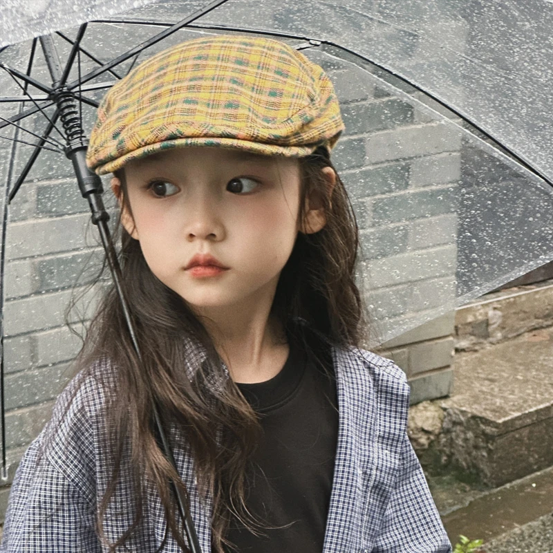 儿童春夏季2025新款男女孩前进帽英伦复古鸭舌帽宝宝反戴报童帽子