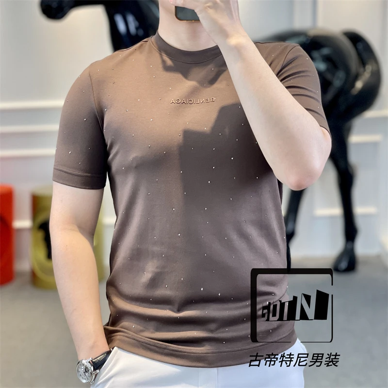 <古帝特尼>秋冬新款男士潮流欧货时尚百搭莫代尔圆领T恤Z+1003