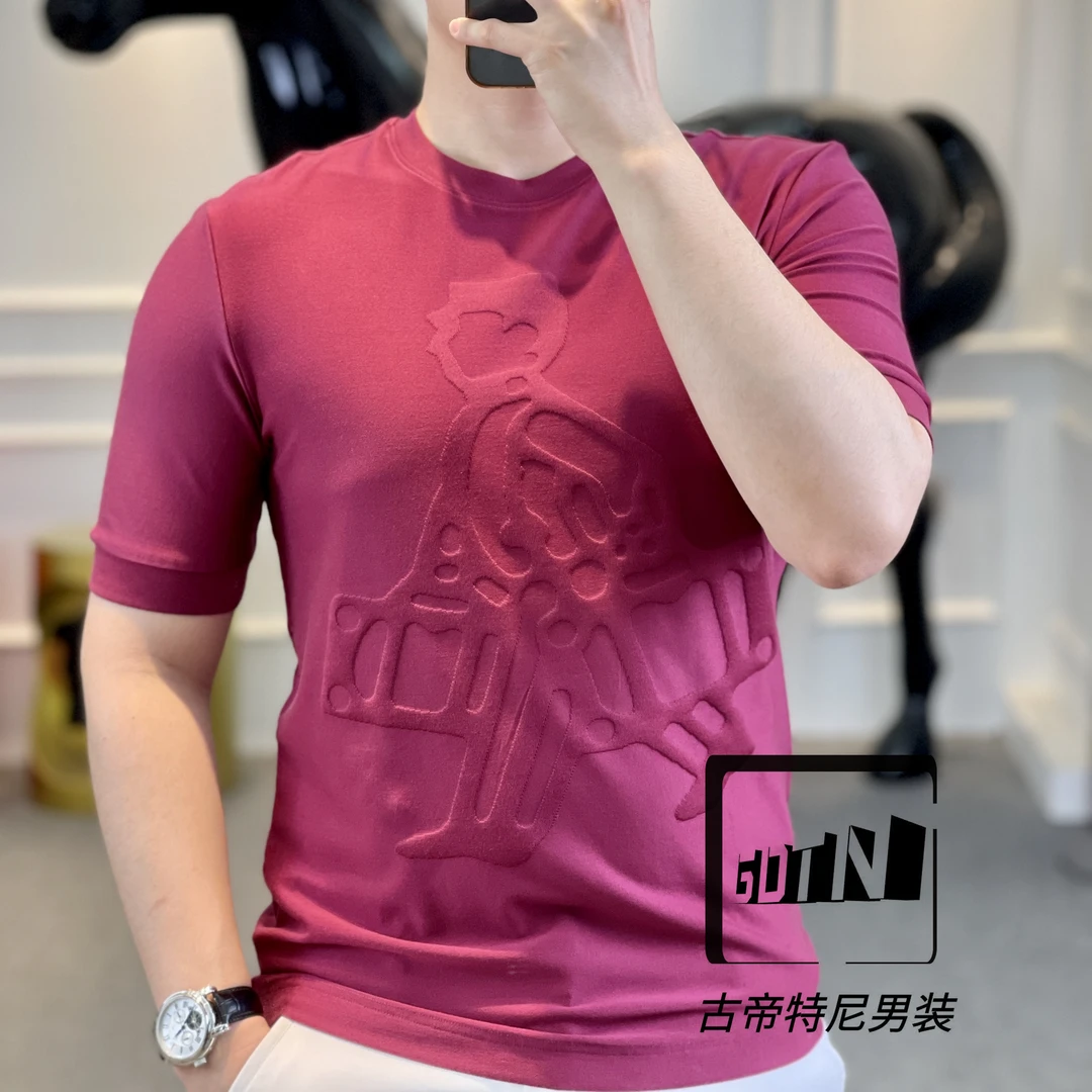 古帝特尼新款男士圆领时尚百搭几何图案时尚潮流休闲短袖T恤8103