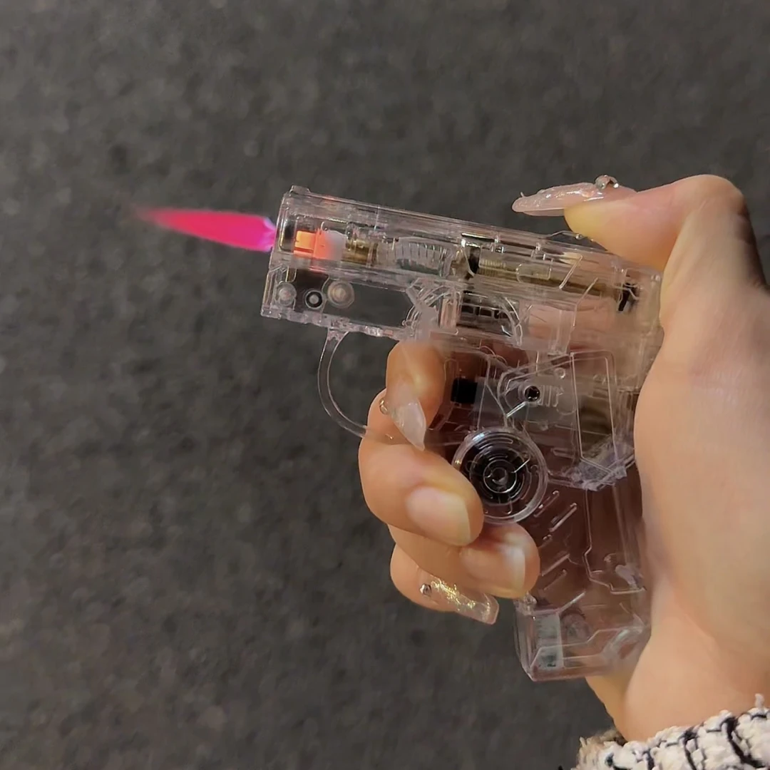 创意折叠旋转闪灯透明陀螺打火机送男朋友礼物把玩解压玩具个性炫