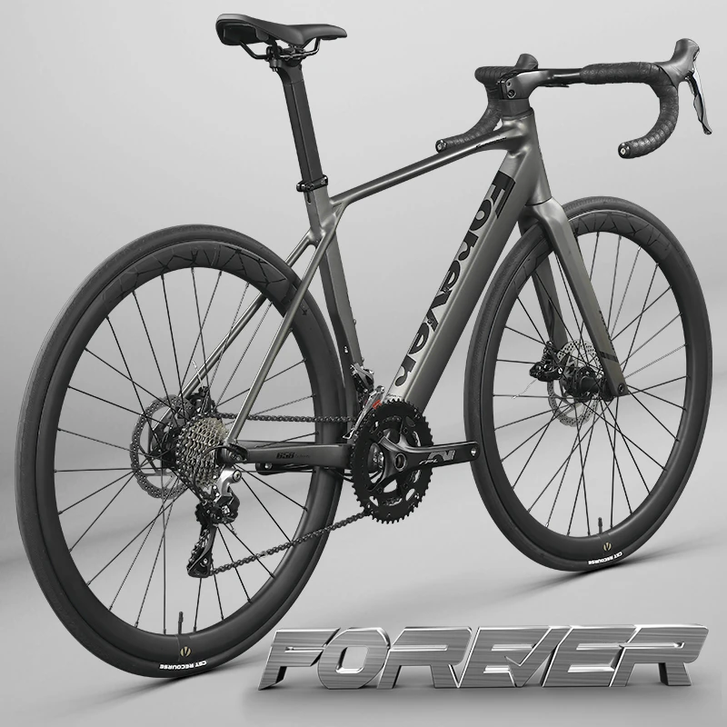 永久铝合金公路自行车碳纤维前叉手变一体把无痕补土工艺突击者R8