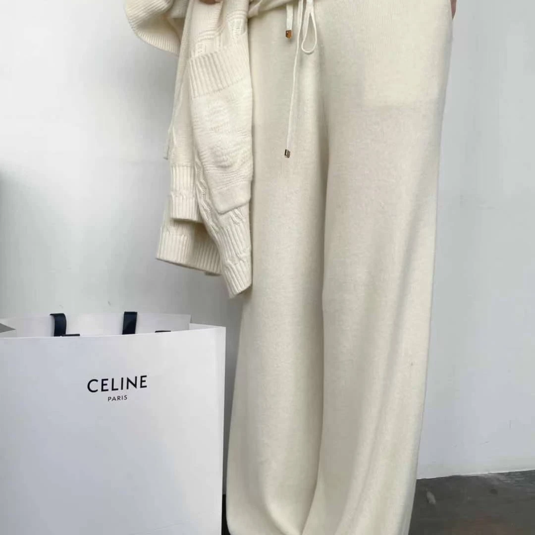 【秋冬百搭神裤百分百纯山羊绒】221636-只显裤型的直筒松紧腰裤