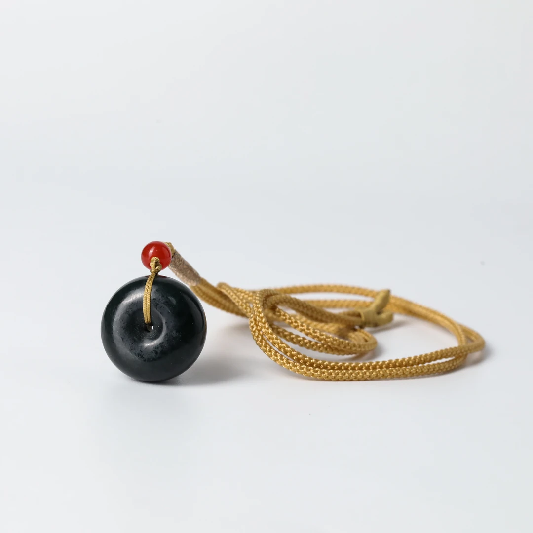 新疆精美和田玉青玉哑光平安扣20mm(含绳)615230922-06